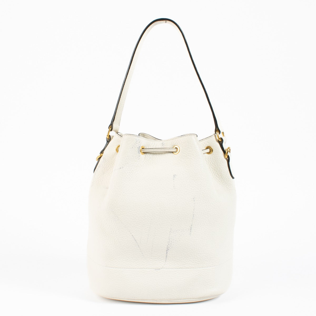 Prada White Vitello Daino Bucket Bag