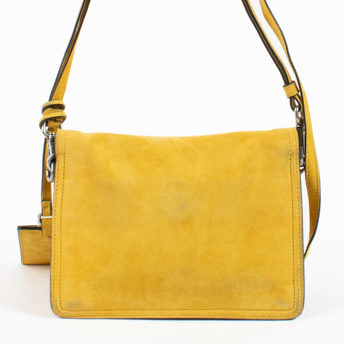 Prada Yellow Suede Etiquette Small Shoulder Bag