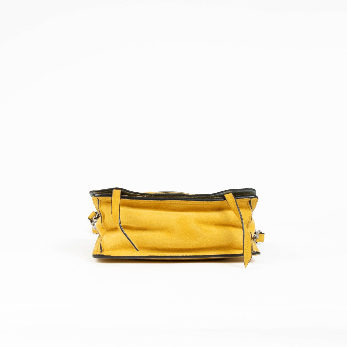 Authentic pre-loved Prada Yellow Suede Small Etiquette Shoulder Bag on Labellov.com