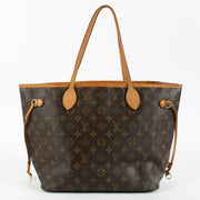 Louis Vuitton Monogram Neverfull tote bag in brown coated canvas with leather handles, pre-owned condition at Labellov.com