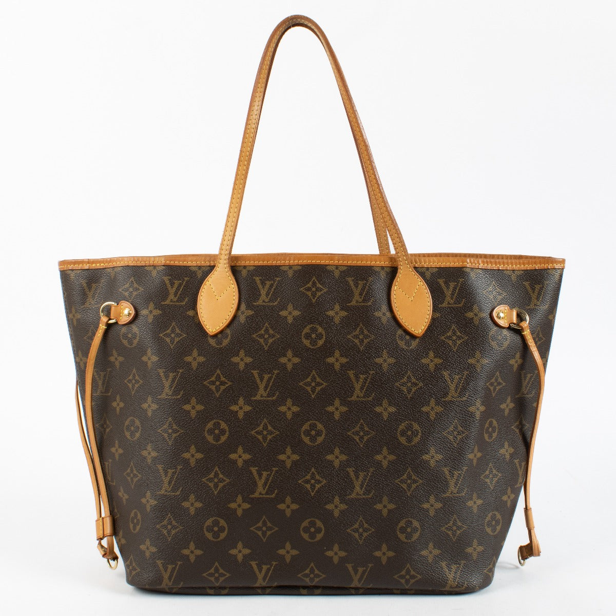 Louis Vuitton Monogram Neverfull tote bag in brown coated canvas with leather handles, pre-owned condition at Labellov.com