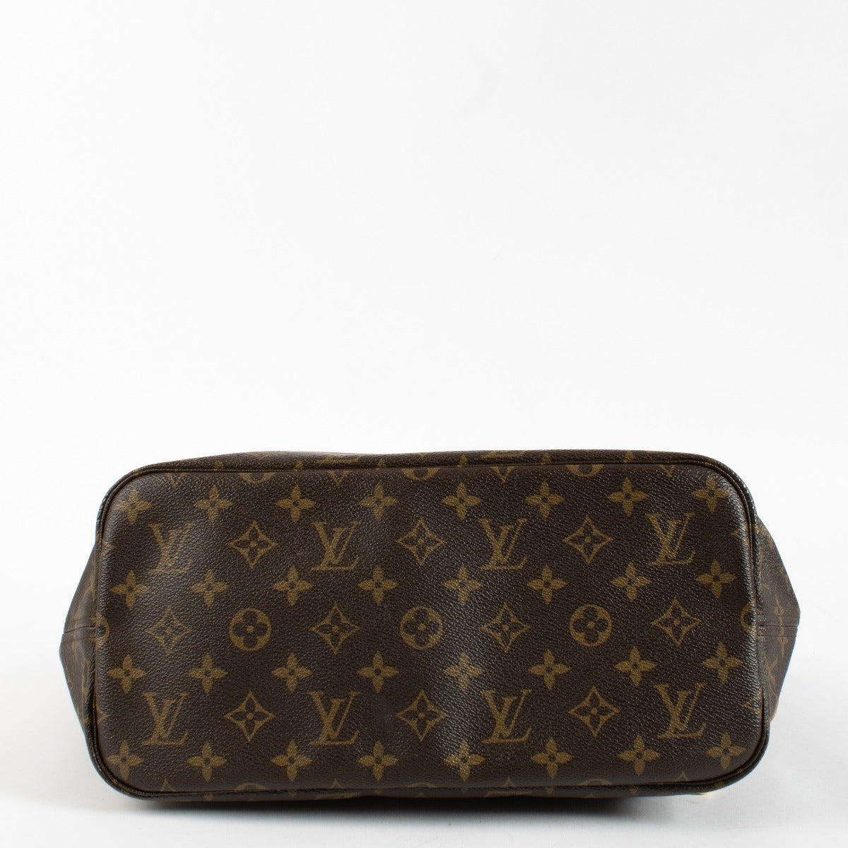 Louis Vuitton Monogram Neverfull tote bag in brown coated canvas with leather handles, pre-owned condition at Labellov.com