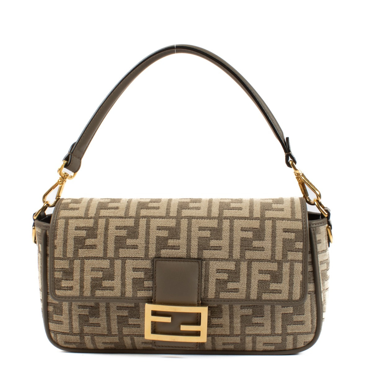 Shop 100% authentic secondhand Fendi Taupe Tapestry FF Tortora Nuvola Ovier Baguette on Labellov.com