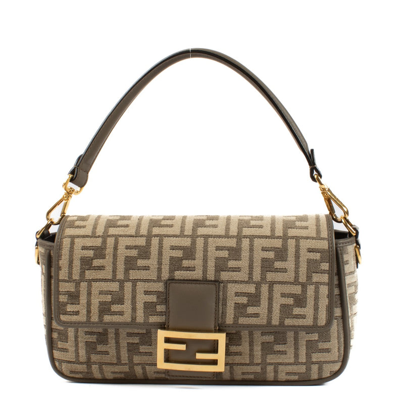 Shop 100% authentic secondhand Fendi Taupe Tapestry FF Tortora Nuvola Ovier Baguette on Labellov.com