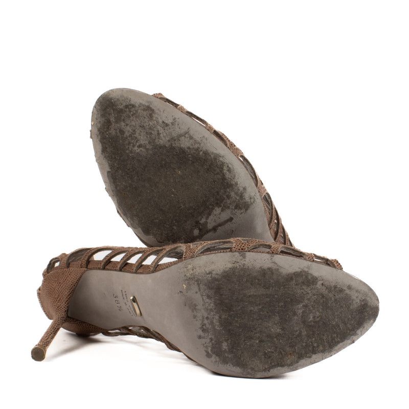 Sergio Rossi Bruine Pumps met Uitgestanste Details - maat 38.5