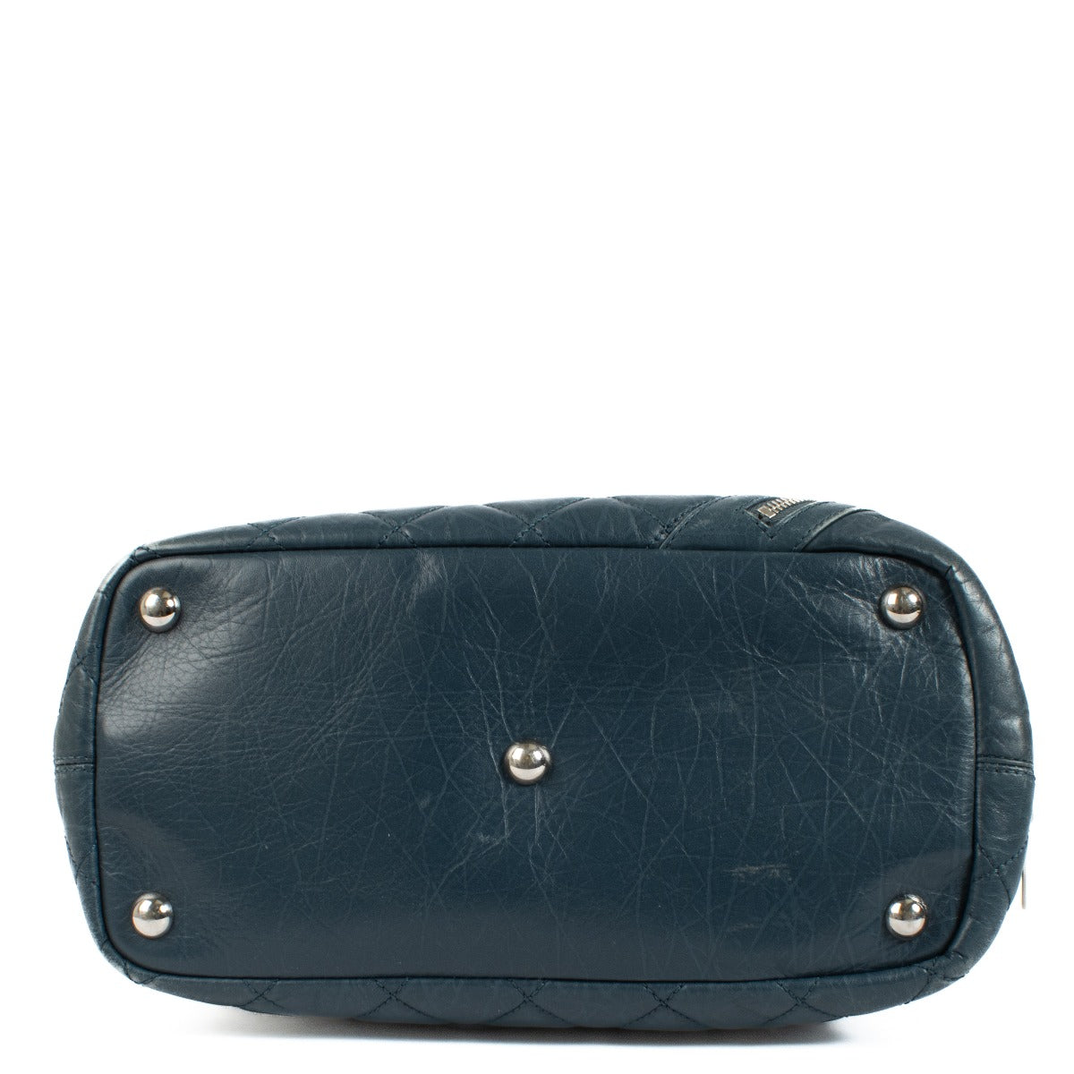 Chanel Blue Glazed Calfskin Cotton Club Tote Bag
