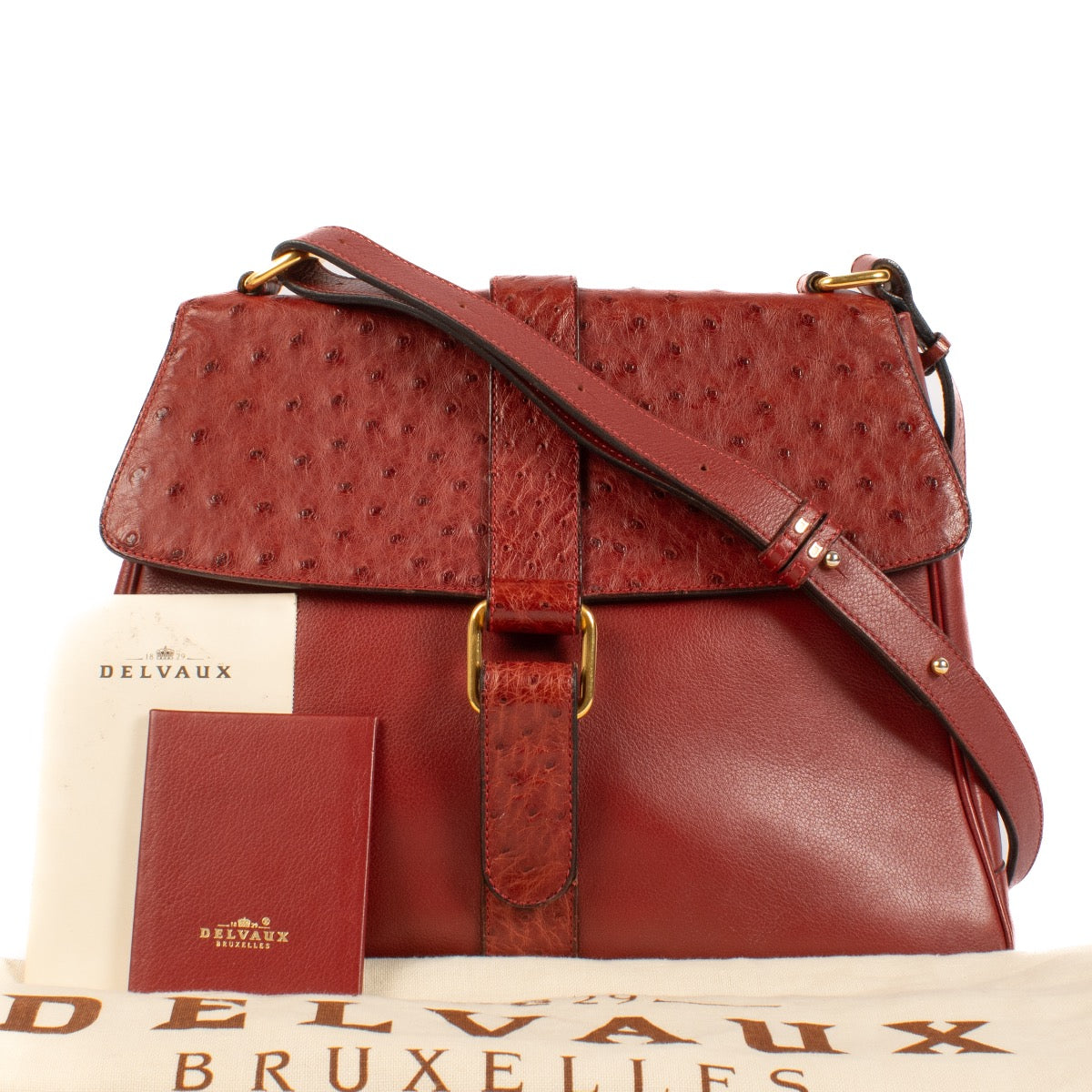 shop 100% authentic second hand Delvaux Rosso Ostrich Daiquiri Bag on Labellov.com