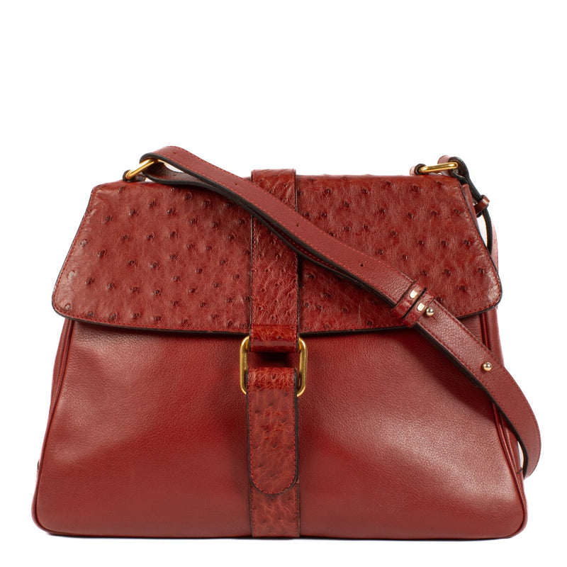 shop 100% authentic second hand Delvaux Rosso Ostrich Daiquiri Bag on Labellov.com