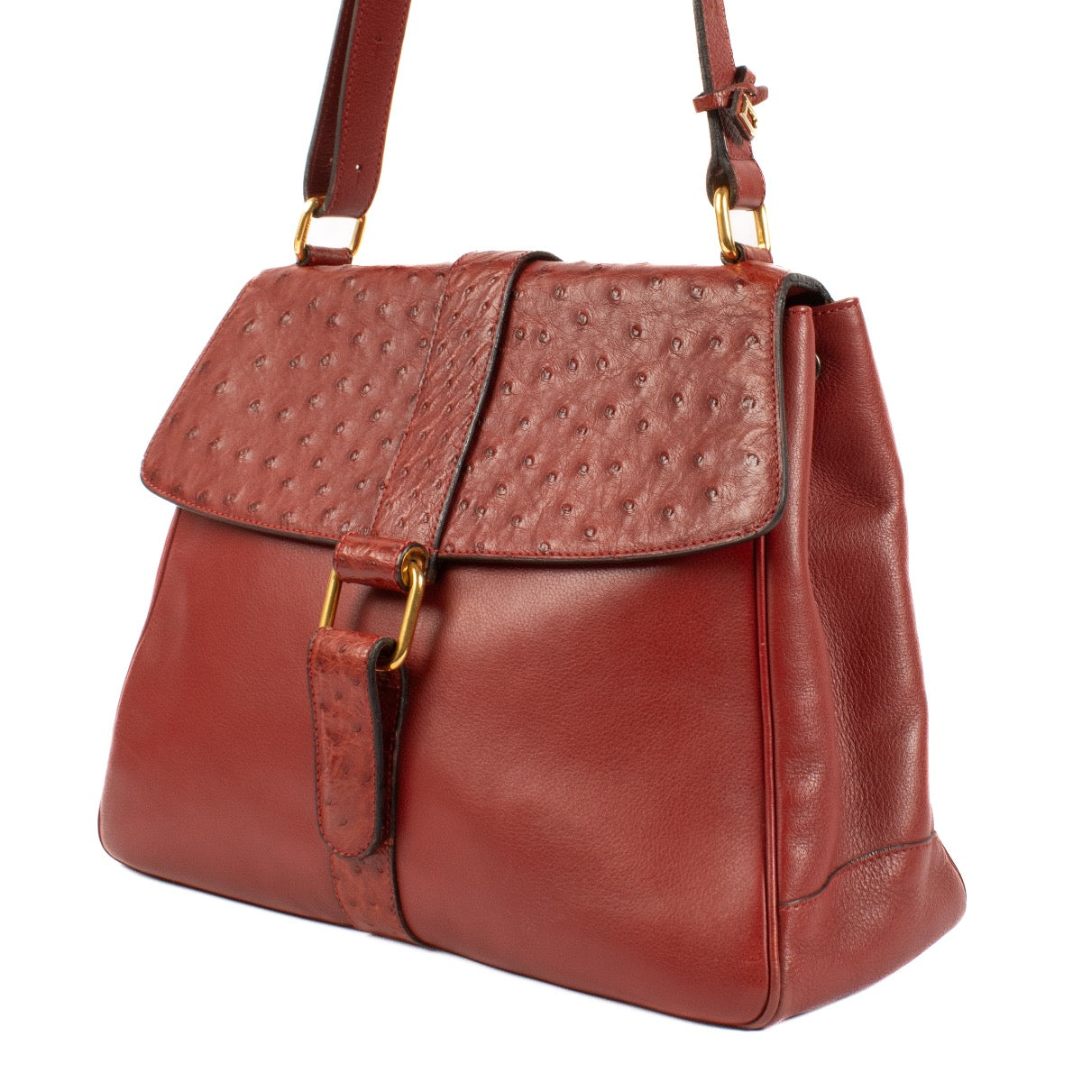 shop 100% authentic second hand Delvaux Rosso Ostrich Daiquiri Bag on Labellov.com