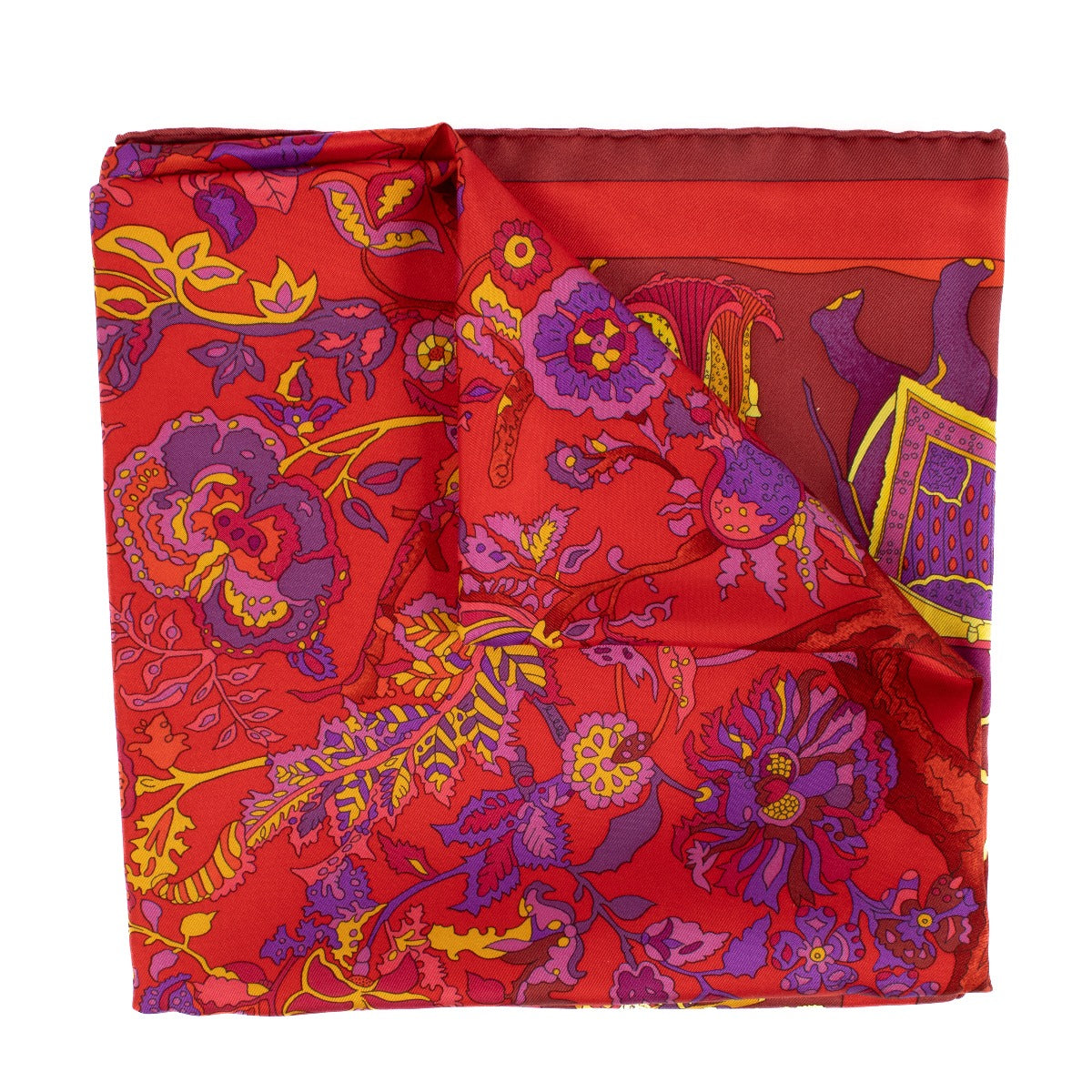 Hermès Red Fantaisies Indiennes 90 Scarf