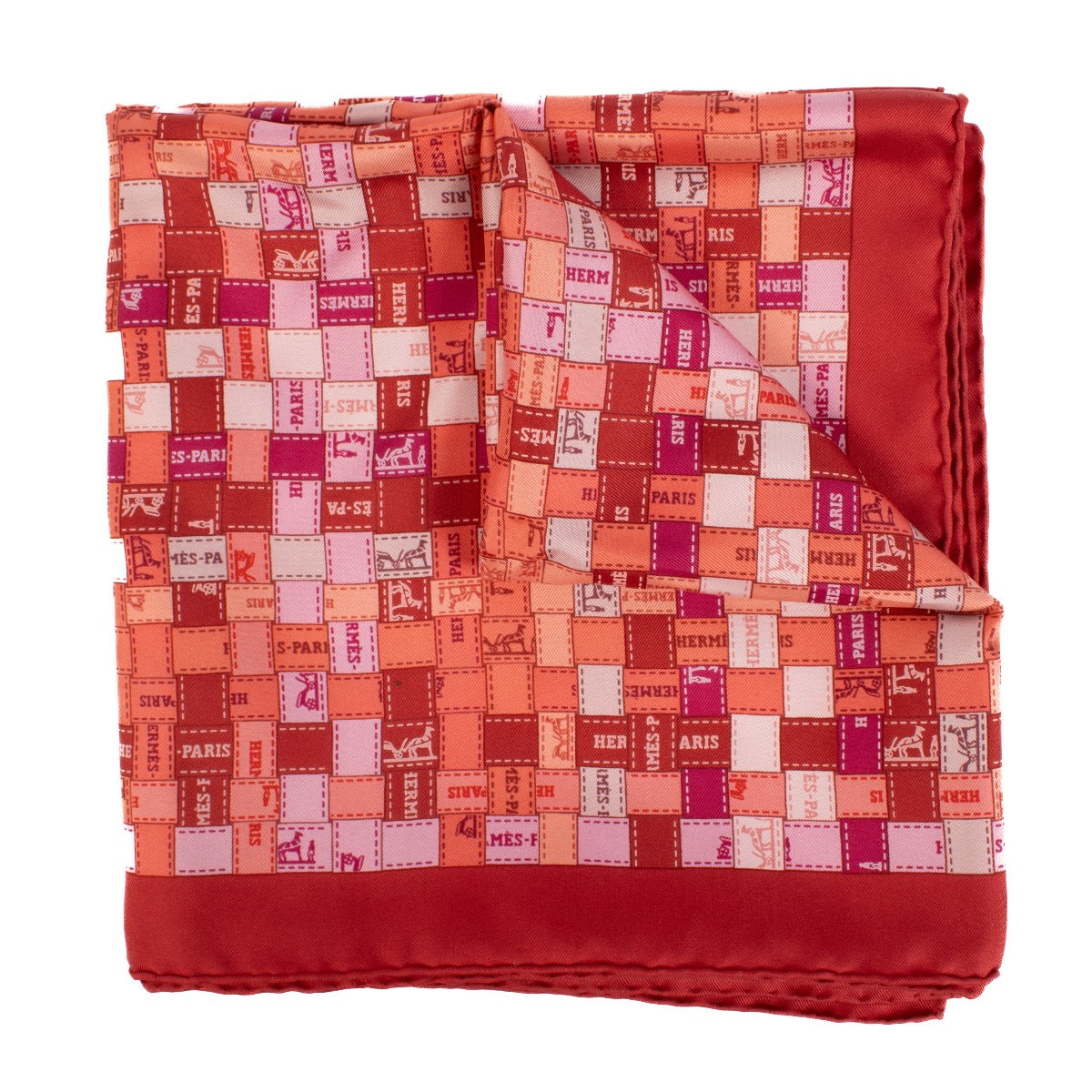 shop 100% authentic second hand Hermès Red Bolduc Au Carré Silk Scarf on Labellov.com