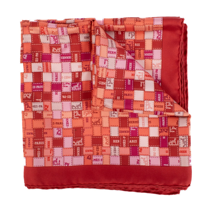 shop 100% authentic second hand Hermès Red Bolduc Au Carré Silk Scarf on Labellov.com