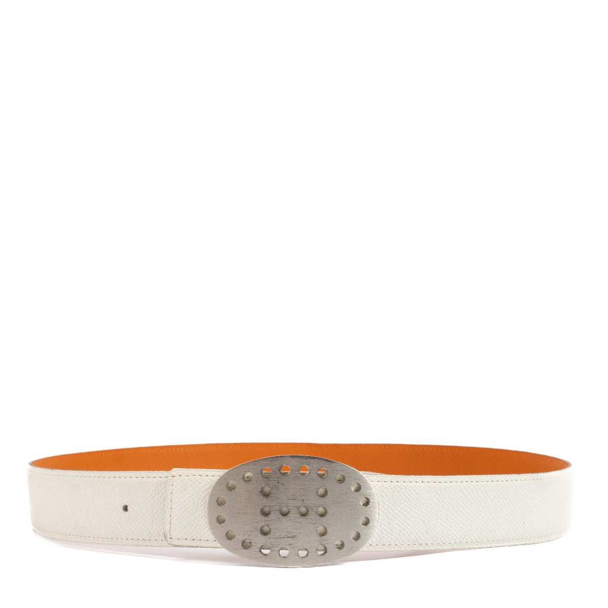 Hermès White & Orange Evelyne Reversible Belt - size 80 aan de beste prijs bij Labellov tweedehands luxe in Antwerpen en Knokke. Koop en verkoop aan de beste prijs!