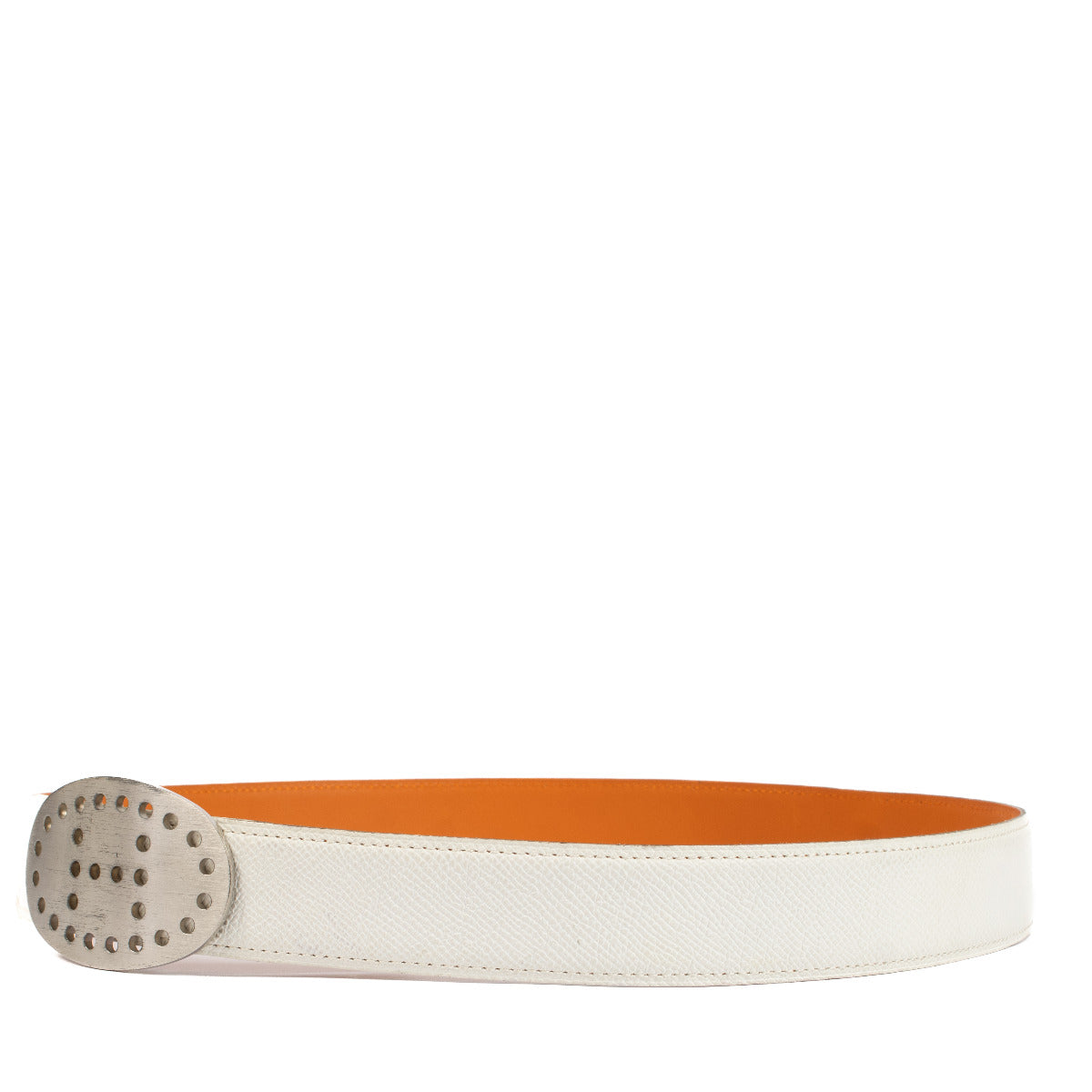 Hermès Wit & Oranje Evelyne Omkeerbare Riem - maat 80