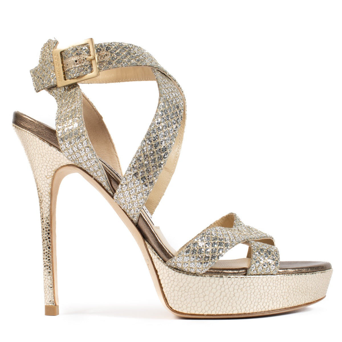 shop 100% authentic second hand Jimmy Choo Silver Glitter Heels - Size 37 on Labellov.com