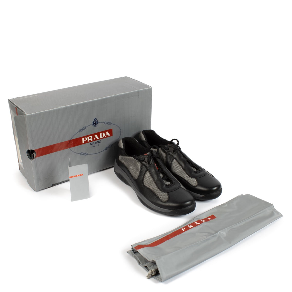 shop 100% authentic second hand Prada Grey America's Cup Sneakers - Size 10 on Labellov.com