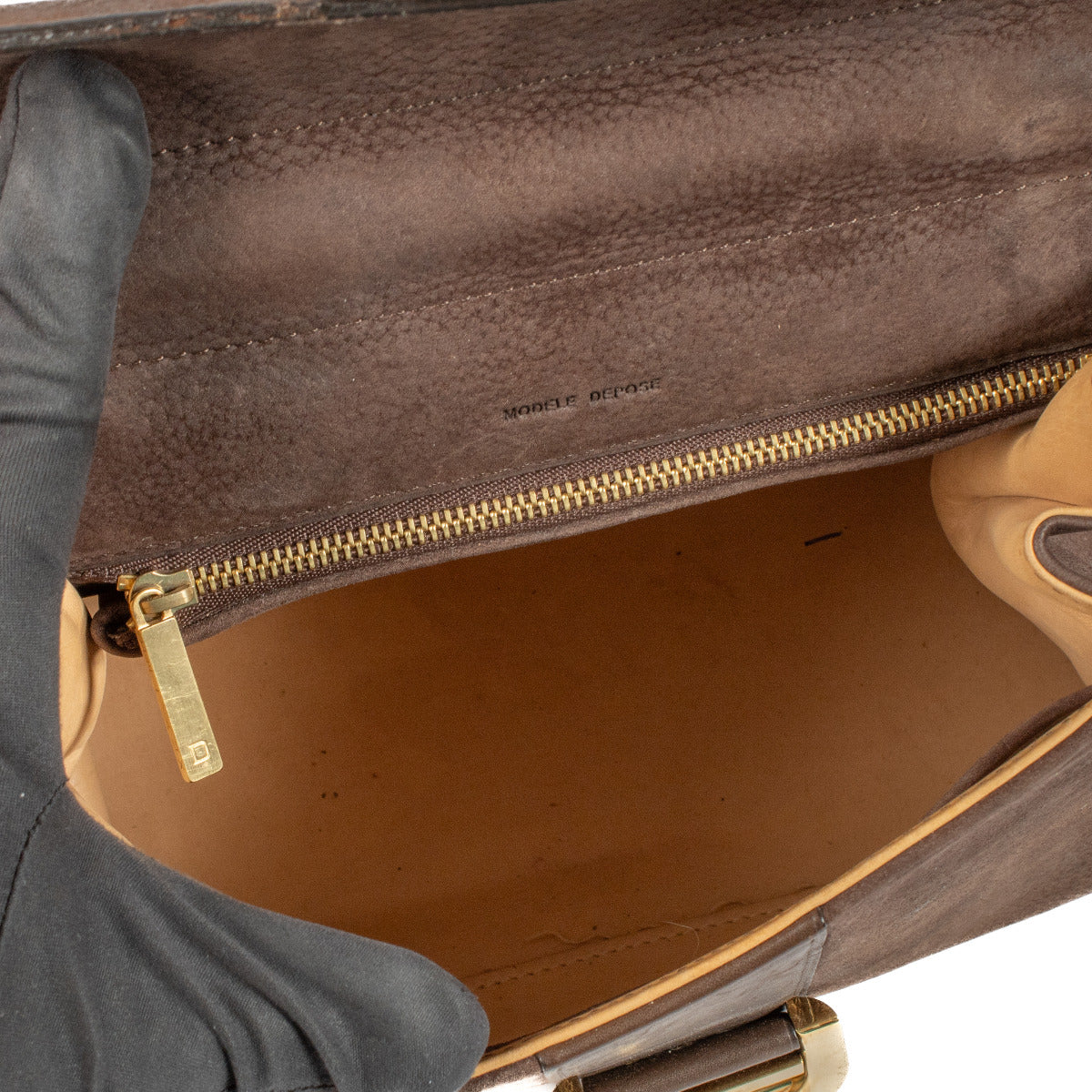 Sac Delvaux Brillant PM en nubuck marron