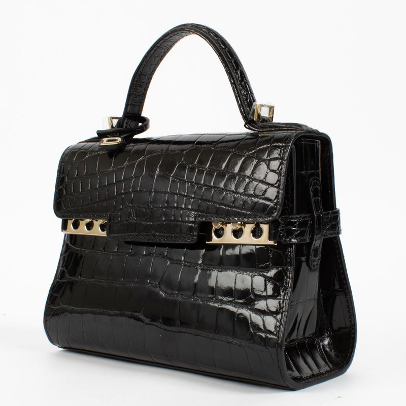 Delvaux Black Shiny Alligator Tempête Mini