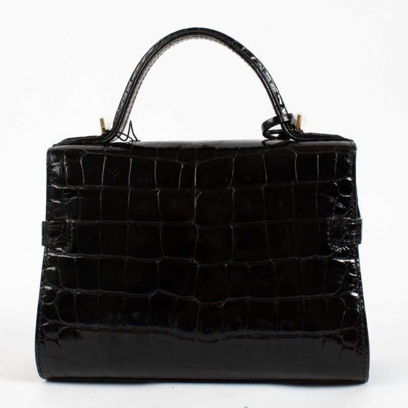 Delvaux Black Shiny Alligator Tempête Mini