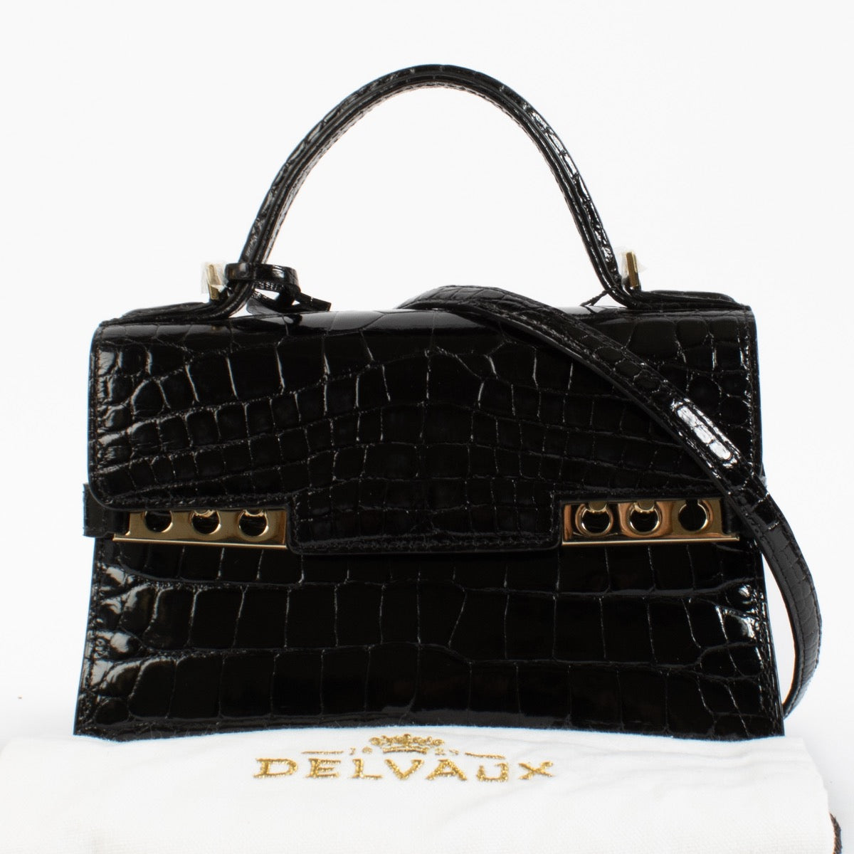 Delvaux Tempête Mini en alligator noir brillant