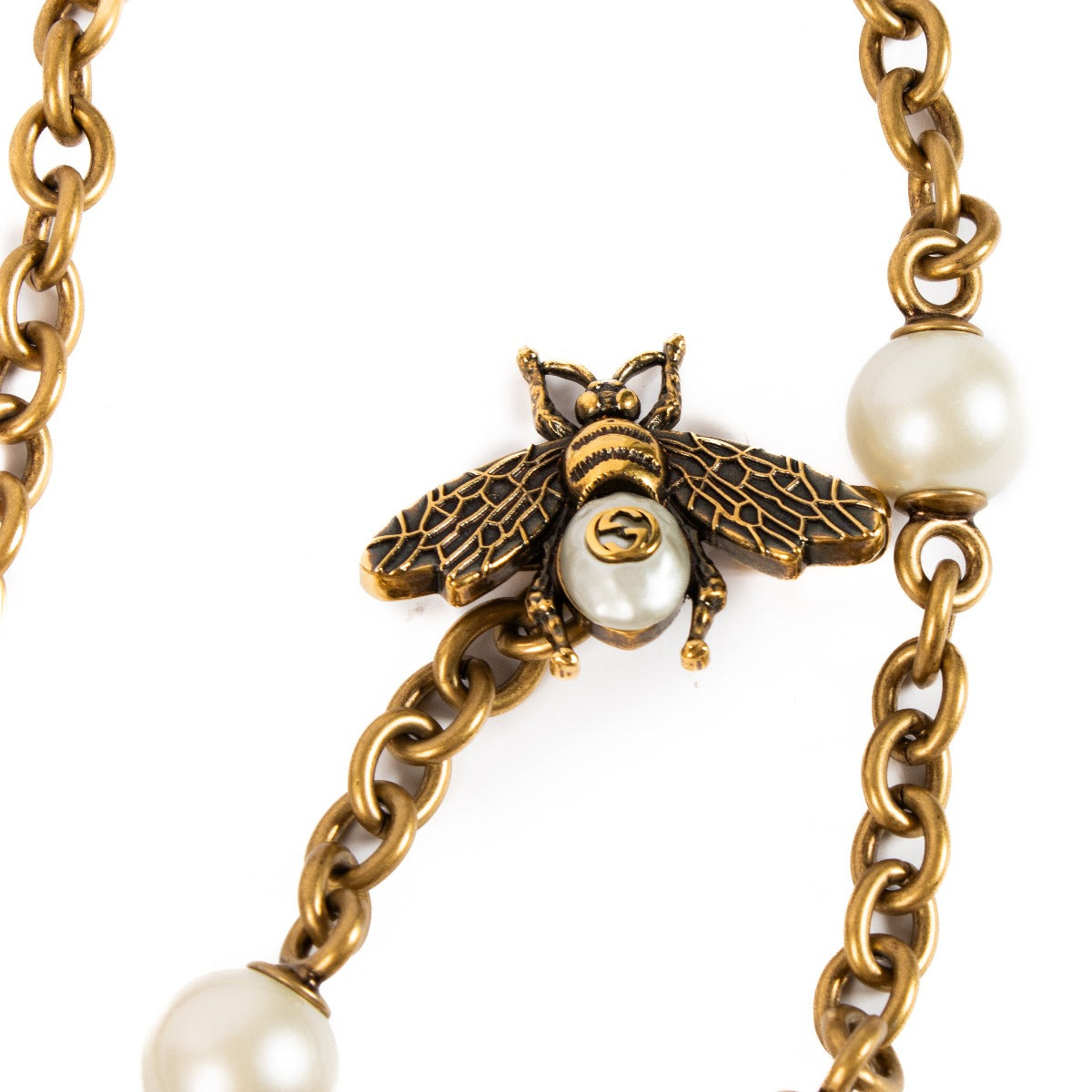 Gucci Gouden Bij Faux Parel Kettingriem