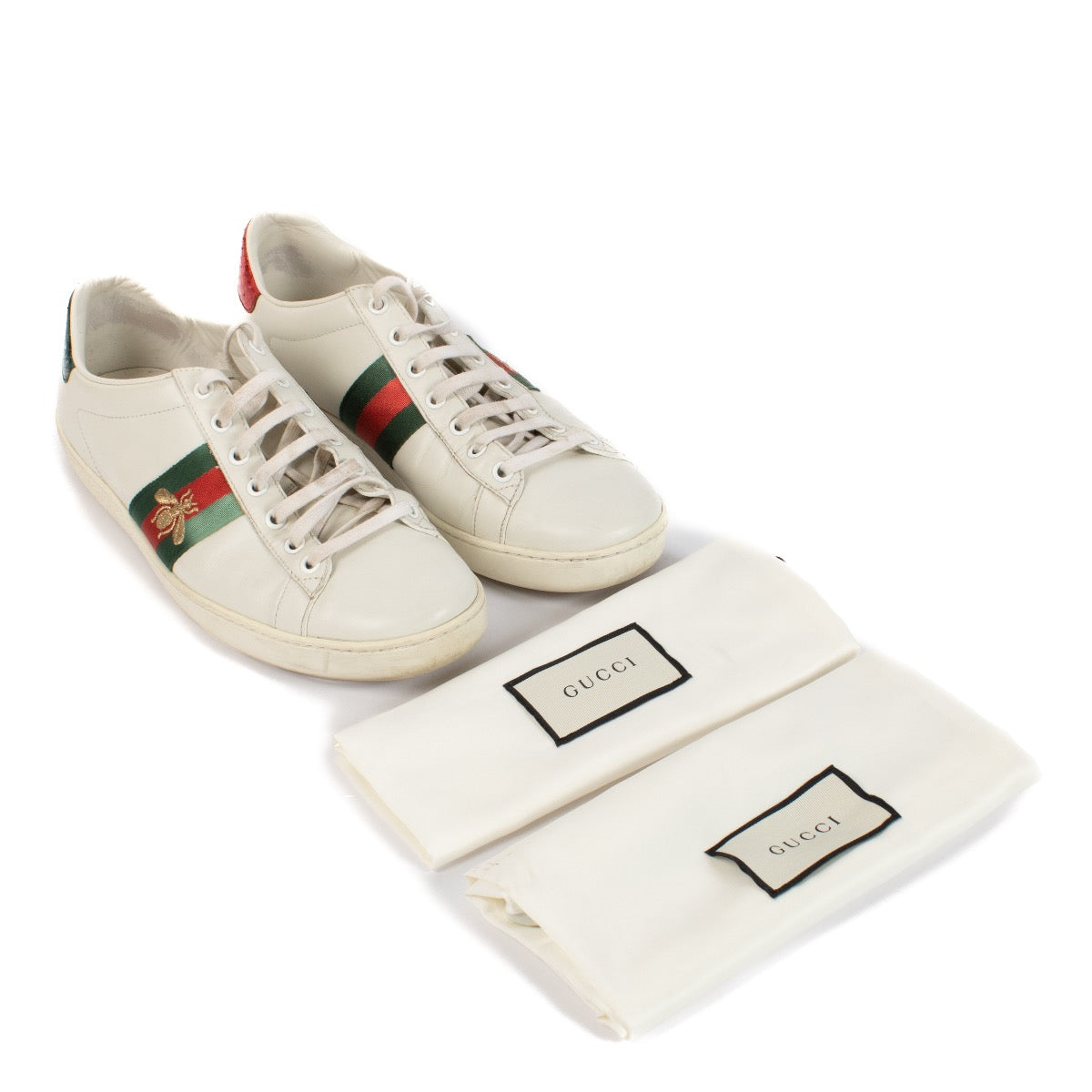 shop 100% authentic second hand Gucci White Ace Sneakers - Size 40 on Labellov.com