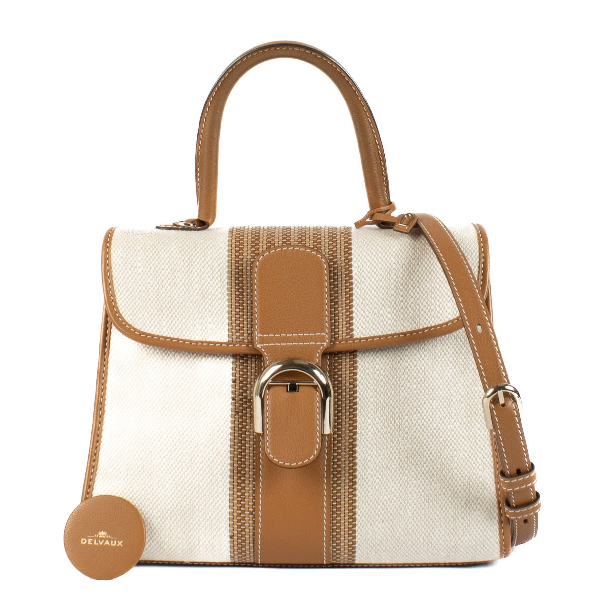 Shop 100% authentic secondhand Delvaux Ivory/Vegetal Toile Sangle Brillant MM Bag on Labellov.com