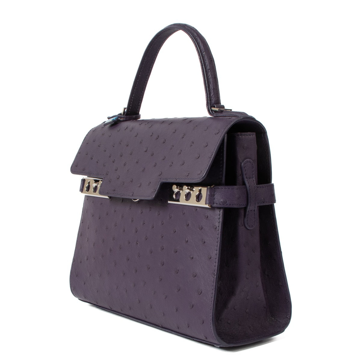Shop safe online at Labellov in Antwerp, Brussels and Knokke this 100% authentic second hand Delvaux Purple Ostrich Tempête MM. veilig online tweedehands authentieke Delvaux Purple Ostrich Tempête MM kopen bij Labellov.