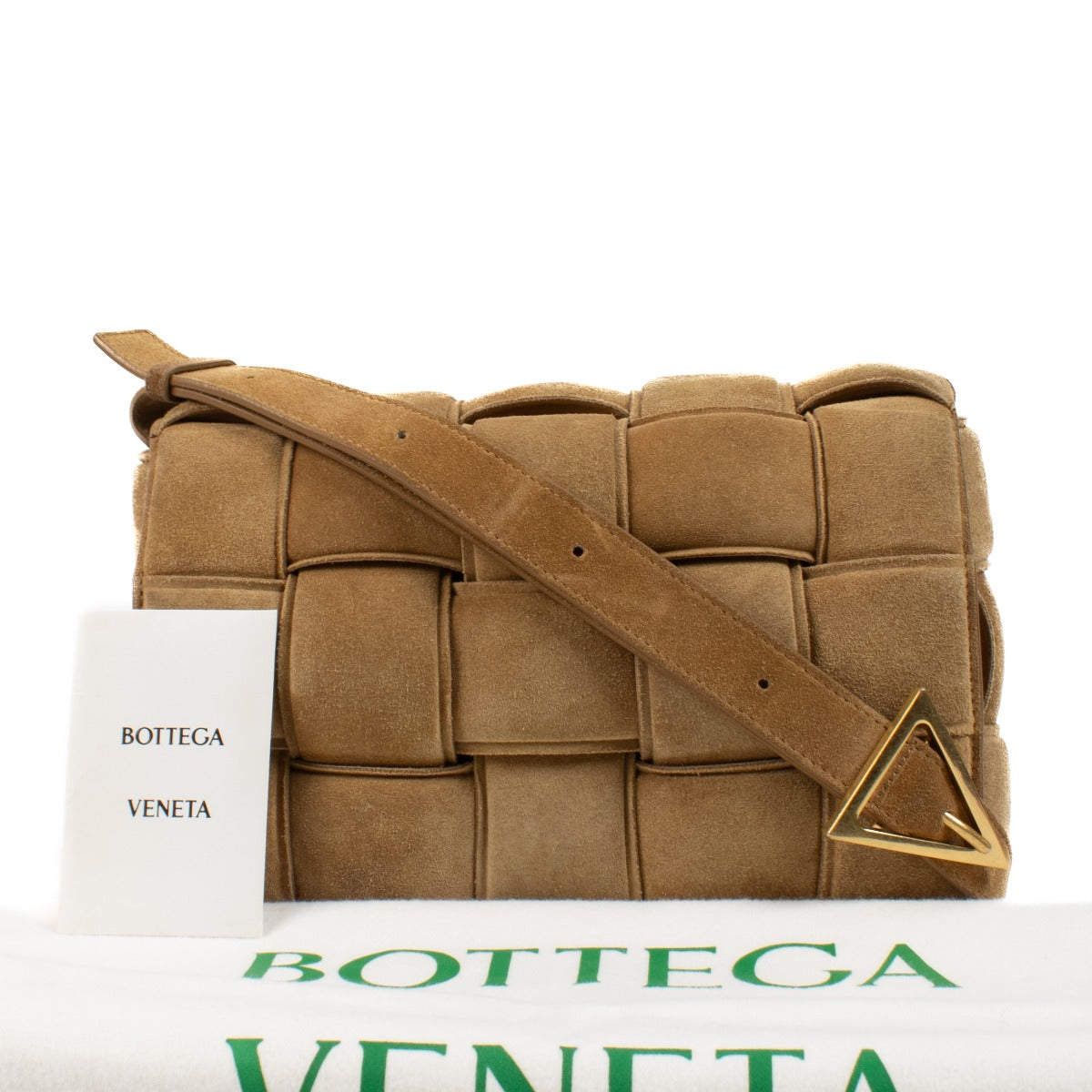 Bottega Veneta Caramel Suede Padded Cassette Bag