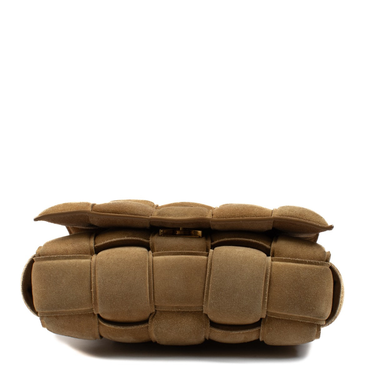 Sac Cassette rembourré en daim couleur caramel Bottega Veneta
