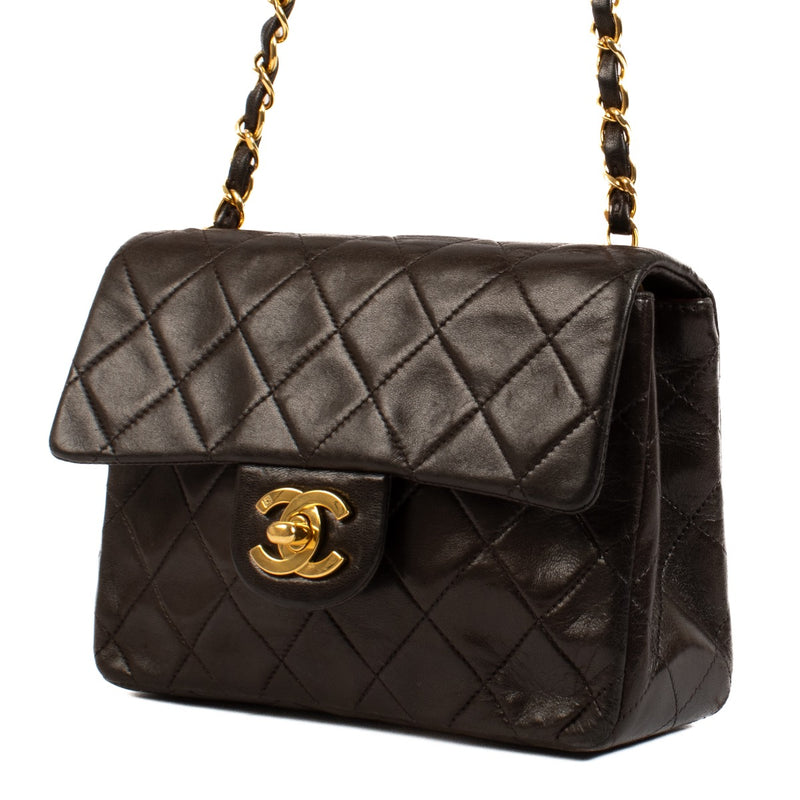 shop 100% authentic second hand Chanel Vintage Black Lambskin Mini Square Classic Flap Bag on Labellov.com