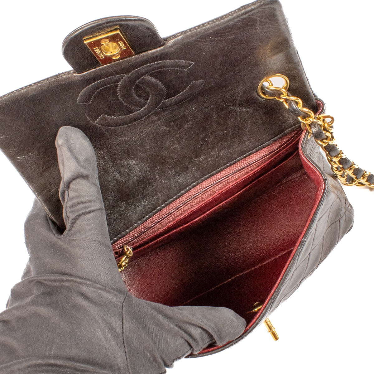 shop 100% authentic second hand Chanel Vintage Black Lambskin Mini Square Classic Flap Bag on Labellov.com