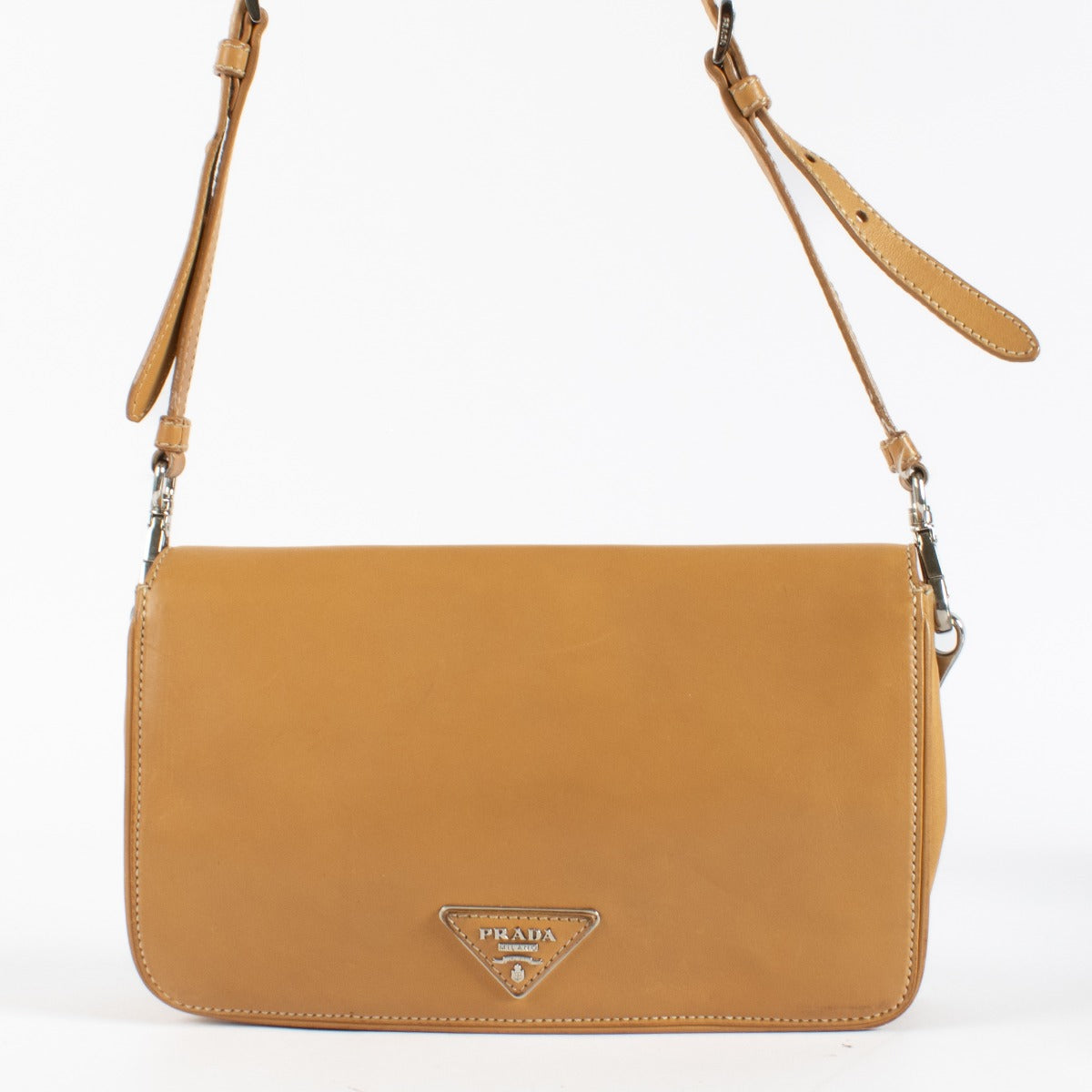 Prada Camel Beige City Calf Crossbody Tas