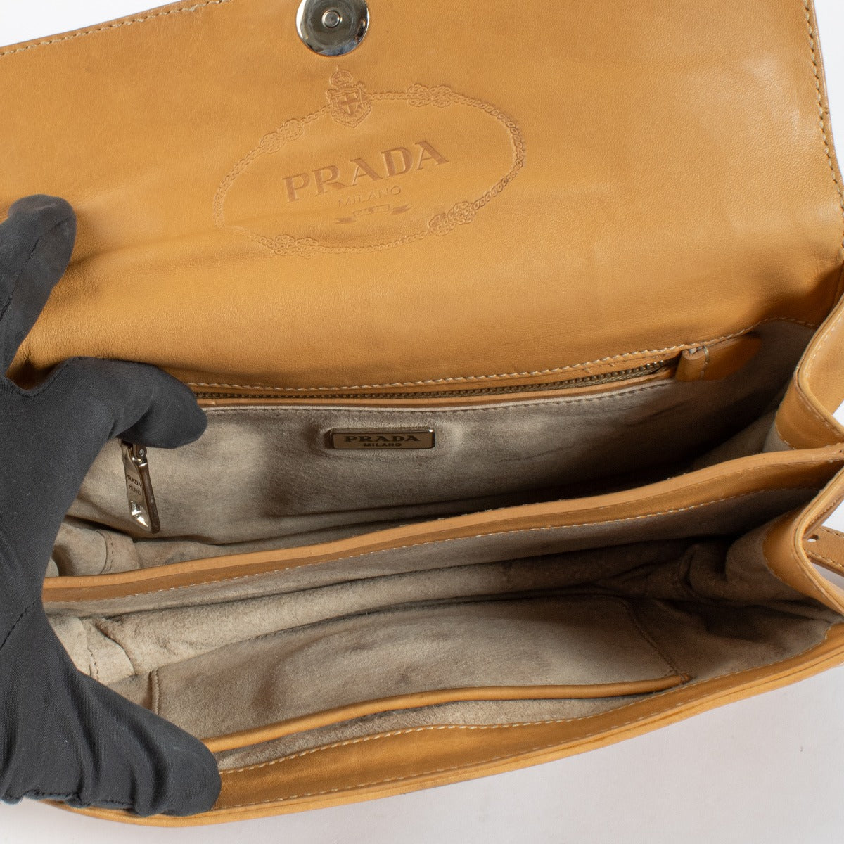 Prada Camel Beige City Calf Crossbody Tas