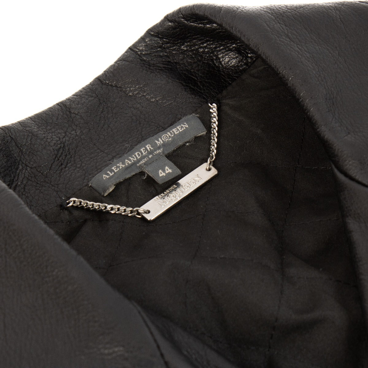 Blouson motard en cuir noir Alexander McQueen - Taille IT44