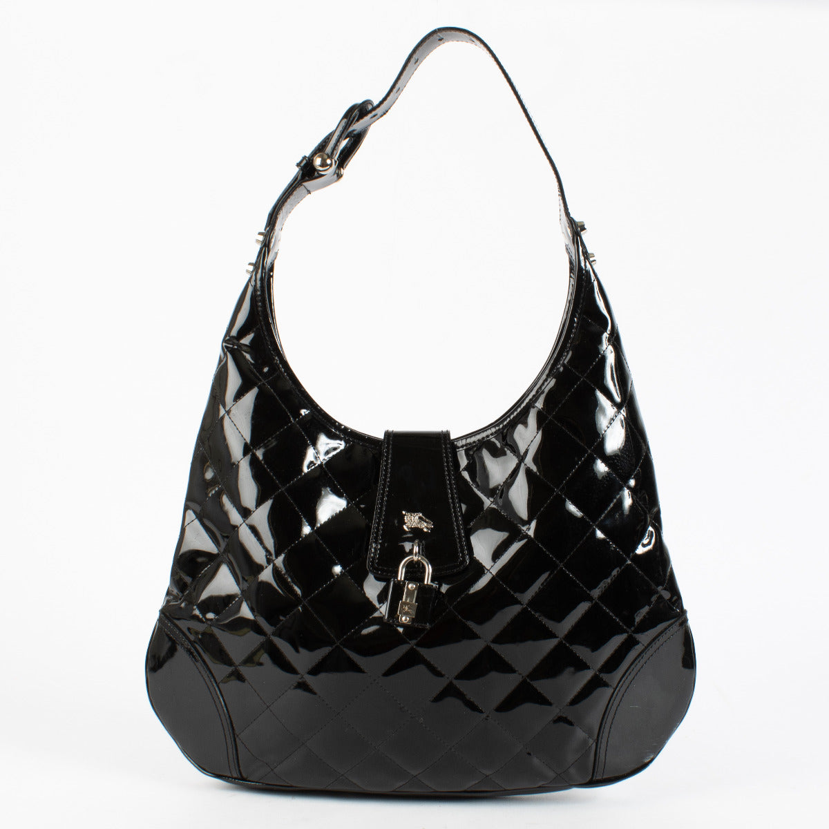 Authentic Second Hand Burberry Black Patent Brooke Hobo Bag on Labellov.com