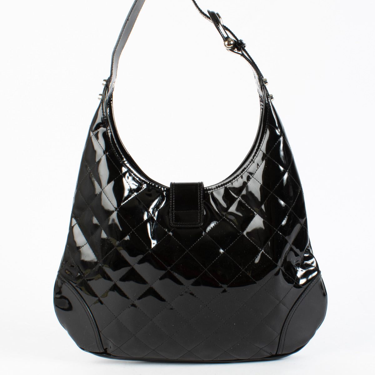 Authentic Second Hand Burberry Black Patent Brooke Hobo Bag on Labellov.com