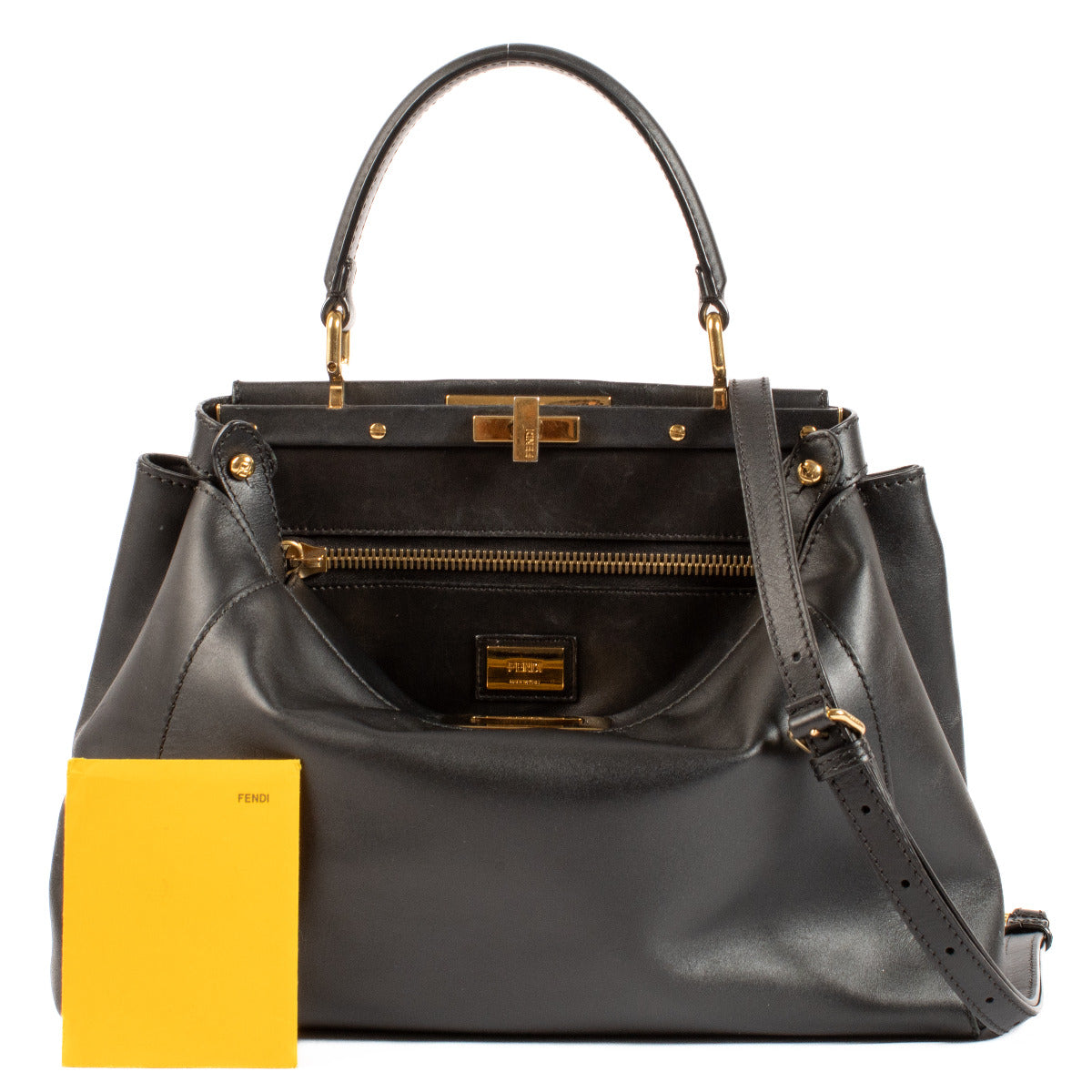 Fendi Black Smooth Leather Peekaboo Bag
