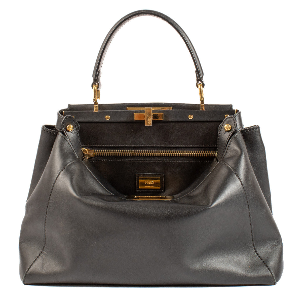 Sac Fendi Peekaboo en cuir lisse noir
