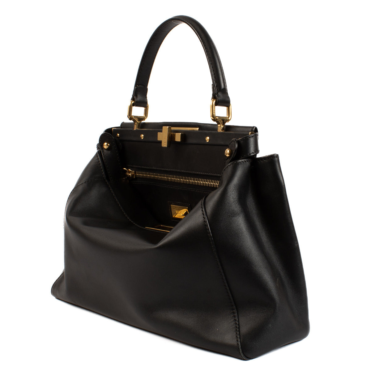 Sac Fendi Peekaboo en cuir lisse noir