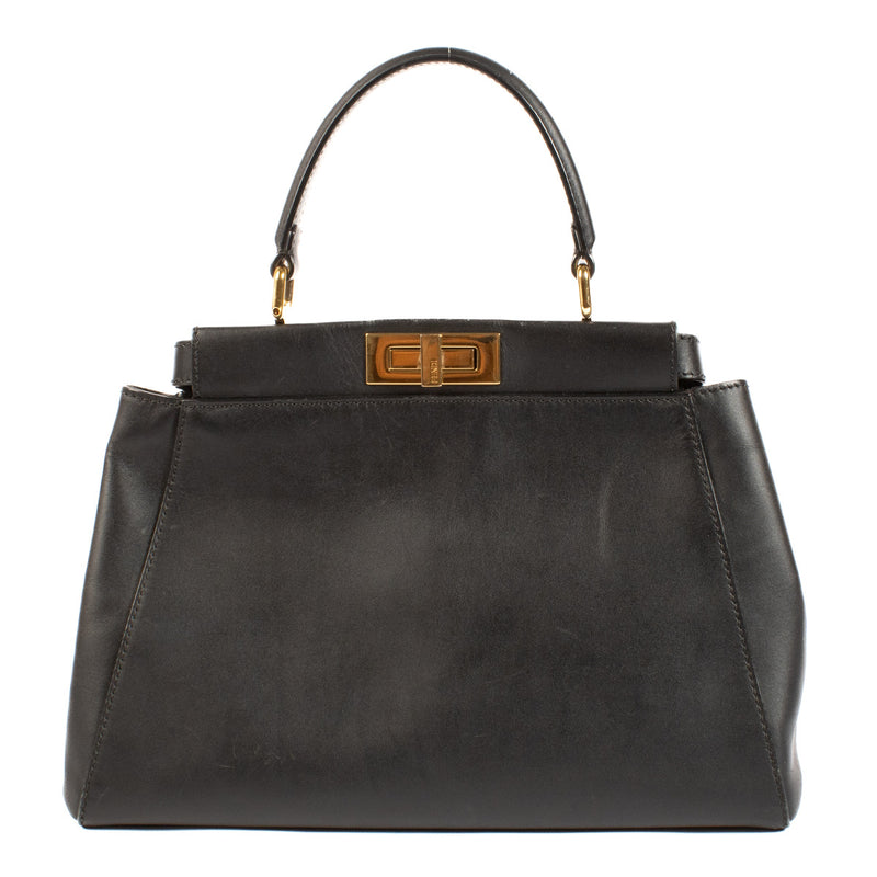 Fendi Black Smooth Leather Peekaboo Bag