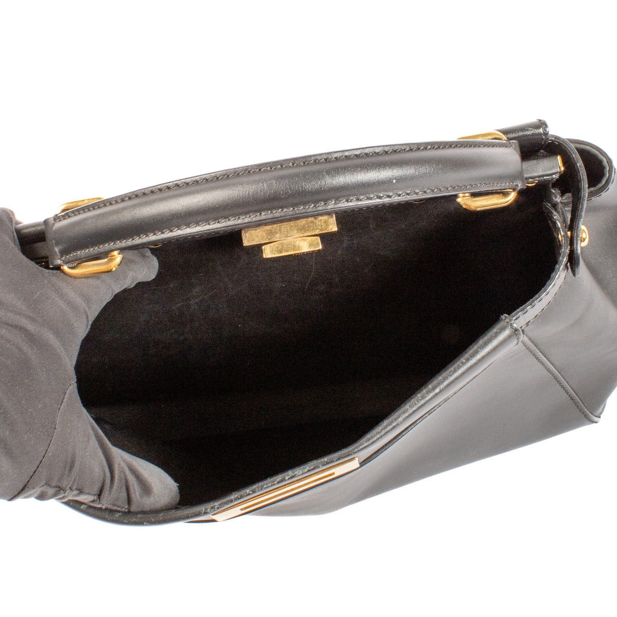 Sac Fendi Peekaboo en cuir lisse noir