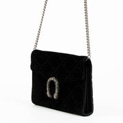 Authentic pre-loved Gucci Black GG Velvet Crystal Dionysus Crossbody Bag on Labellov.com