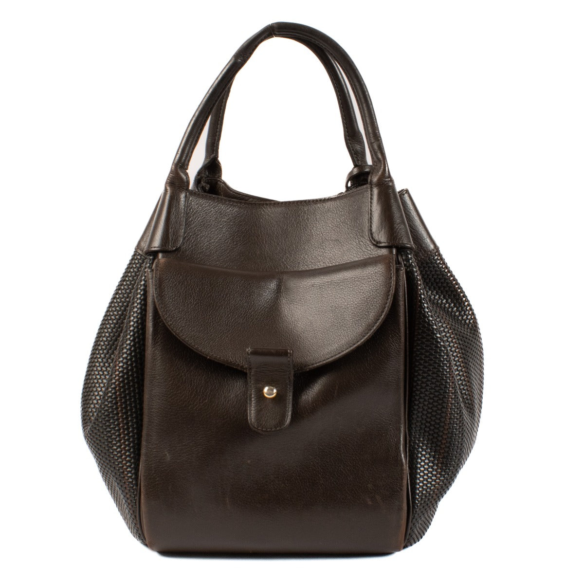 Shop 100% authentic secondhand Delvaux Café/Black Corail Top Handle Bag on Labellov.com