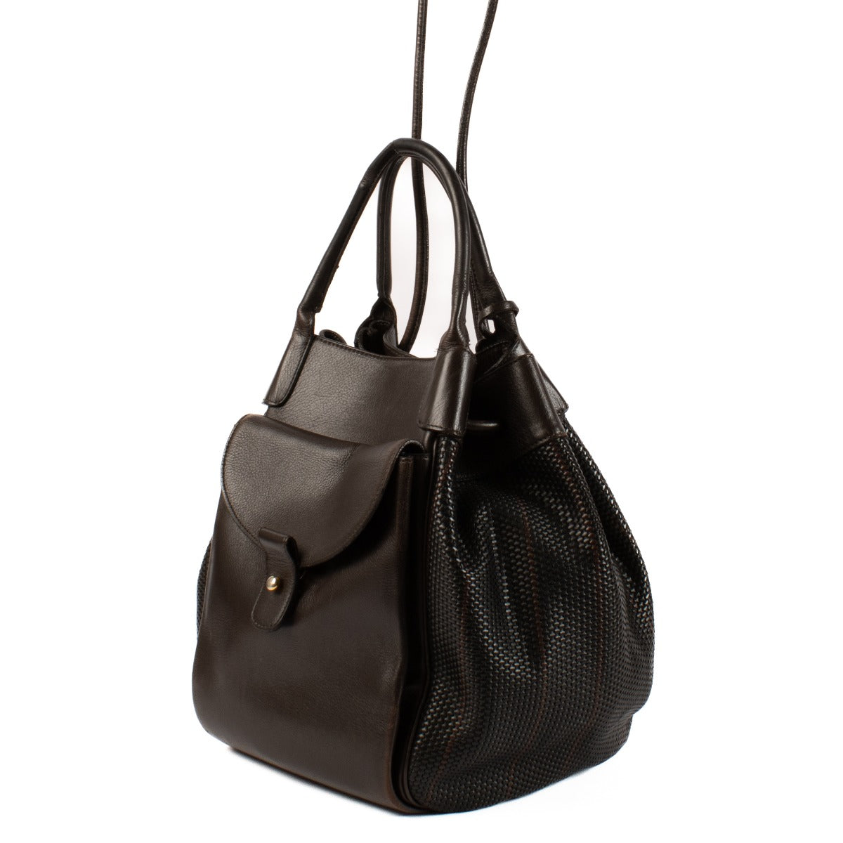 Shop 100% authentic secondhand Delvaux Café/Black Corail Top Handle Bag on Labellov.com