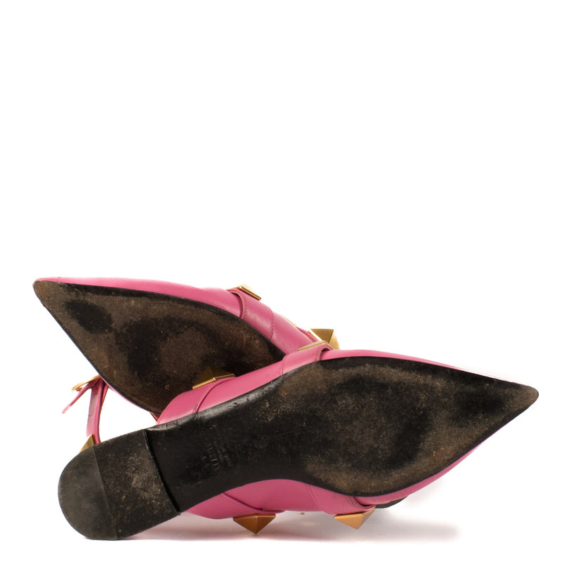 Valentino Garavani Pink Roman Stud Flats - size 37