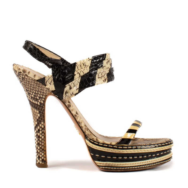 Prada Lente/Zomer 2009 Beige Python Sandalen - maat 39