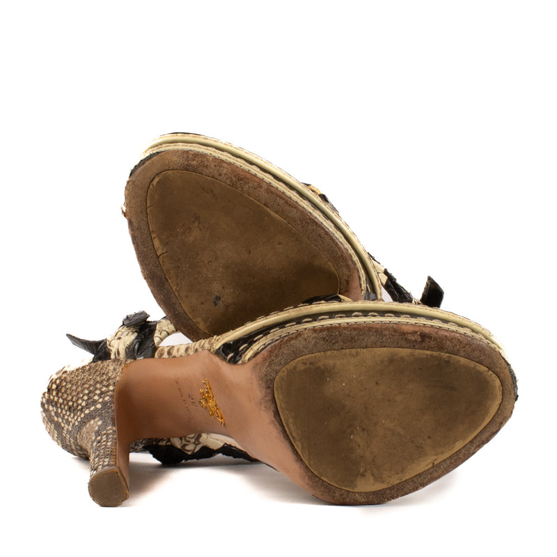 Prada Lente/Zomer 2009 Beige Python Sandalen - maat 39