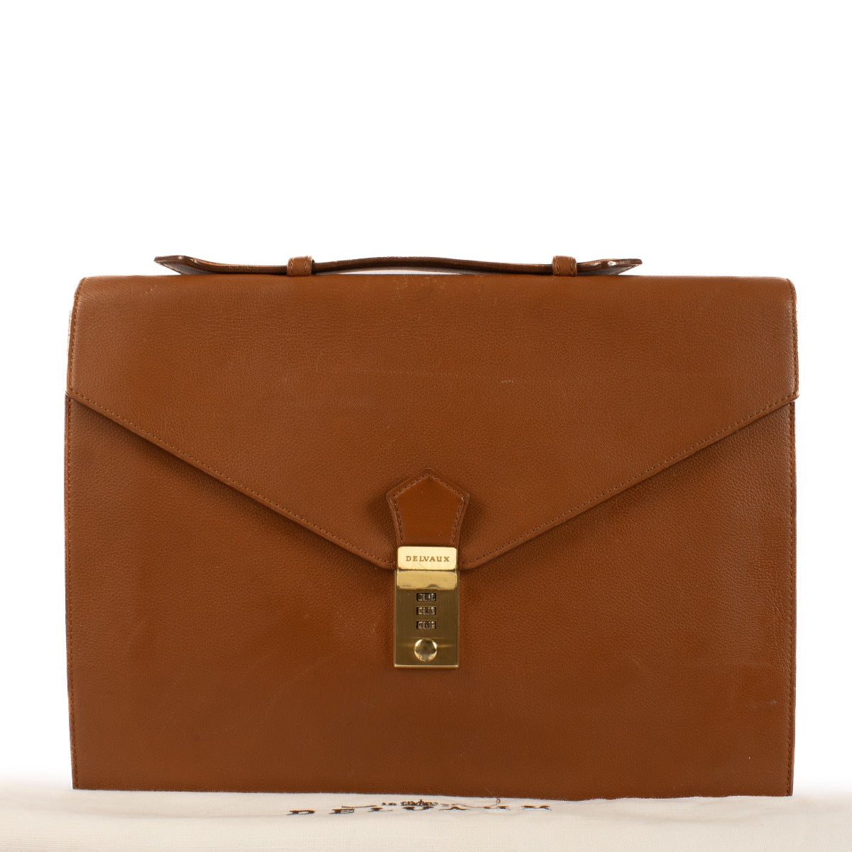 Delvaux Cognac Leather Consulat Briefcase