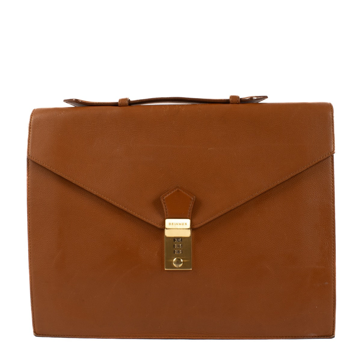 Delvaux Cognac Leather Briefcase